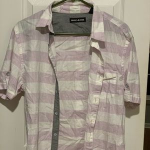 DKNY men’s linen short sleeve button down shirt-M